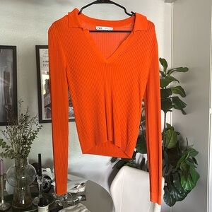 Orange Long sleeve dressy Zara top